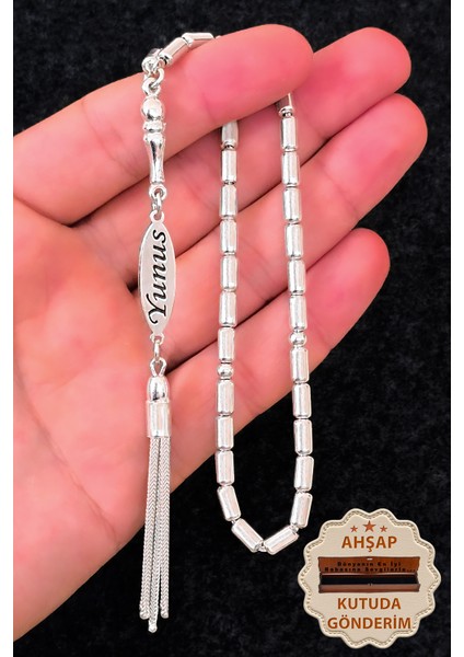 Isimli Gümüş Tesbih Kapsül Kesim Kişiye Özel Isim Yazılı Gümüş Tesbih 925 Ayar ST384