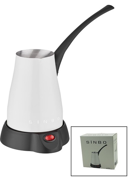 Beyaz Elektirkli Cezve Türk Kahve Makinesi 5 Fincan - 400ML Hazne Paslanmaz Çelik 360 Derece Dönebilme SCM-2960 (5314)