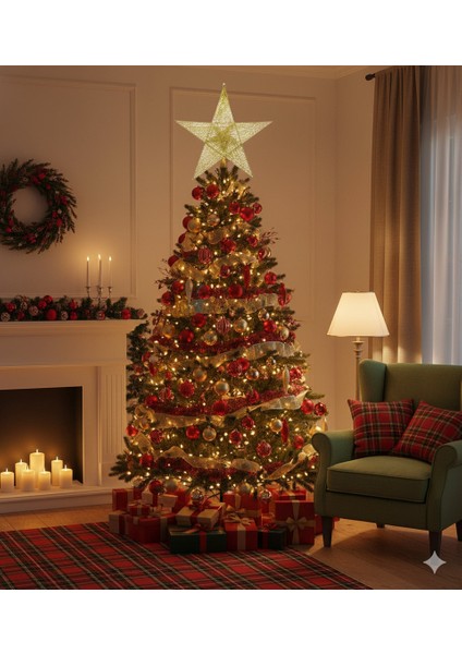 Yılbaşı Büyük Boy Tel Yıldız Süs (60 cm) - Altın (Gold) Renkli Lüks Duvar, Kapı ve Ağaç Dekorasyonu fiyatları