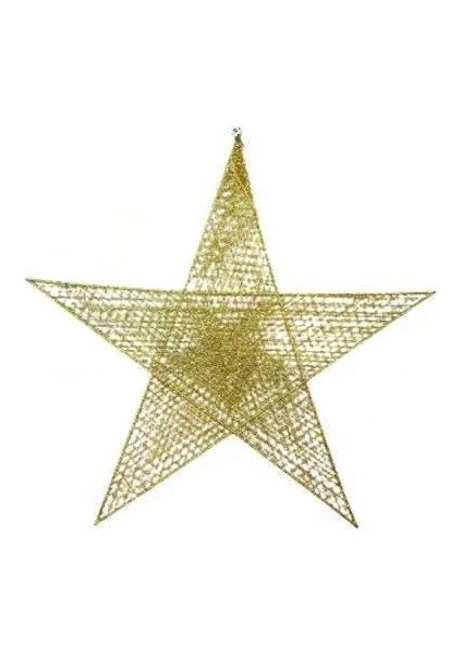 Yılbaşı Büyük Boy Tel Yıldız Süs (60 cm) - Altın (Gold) Renkli Lüks Duvar, Kapı ve Ağaç Dekorasyonu modelleri