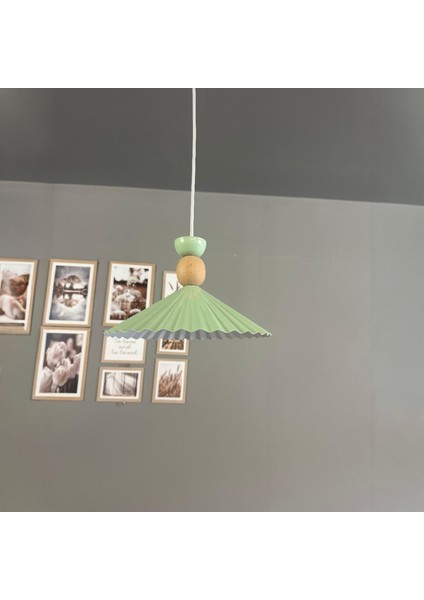 Avilla Mint Tekli Metal Avize Ahşap Kafa Başlık Rustik Cafe Mutfak Modern Sarkıt Aydınlatma
