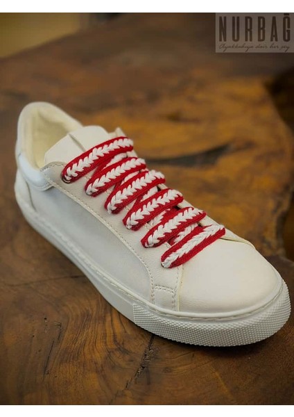 Kırmızı Beyaz 100 cm Saç Örgü Bağ