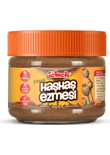 Kahvaltılık Sürülebilir Katkısız 320 gr Şekerli Haşhaş Ezmesi indirimleri
