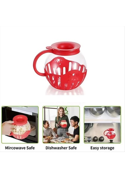 Mikrodalga Patlamış Mısır Üreticisi Kova Mikrodalga Kase Mini Makine Güvenli Silikon Kapak Patlamış Mısır Üreticisi Kırmızı (Yurt Dışından) fiyatları