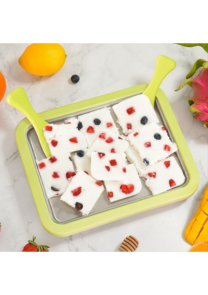 Paslanmaz Çelik Dondurucu Yoğurt Üreticisi 2 Spatula ile Anında Haddeleme Buz Yoğurt Makinesi Dondurma Meyve Şerbet Yeşili (Yurt Dışından) modelleri