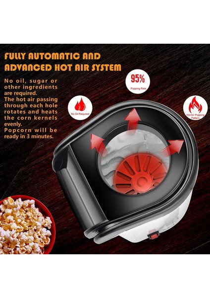 Hava Patlamış Mısır Popper Maker Electric Sıcak Hava Patlamış Mısır MAKINESI-1200W Yağsız Abd Fişi (Yurt Dışından) fırsatları
