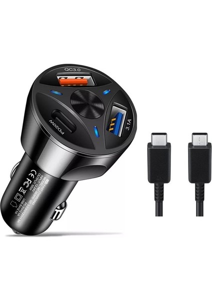 Hızlı Şarj Destekli 3.0 Oto Çakmaklık Şarj Aleti (Kablo Hediyeli)
