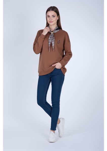 Fular Aksesuarlı Bambi Nakışlı Oversize Sweatshirt fiyatları