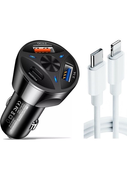 Hızlı Şarj Destekli 3.0 Oto Çakmaklık Şarj Aleti (Kablo Hediyeli)