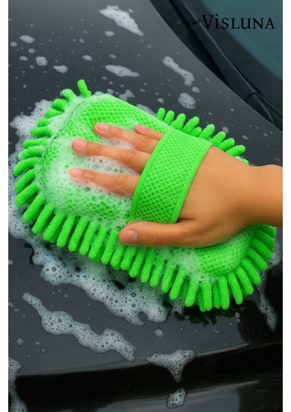 Mikrofiber Püsküllü Araç Yıkama Süngeri Eldiveni