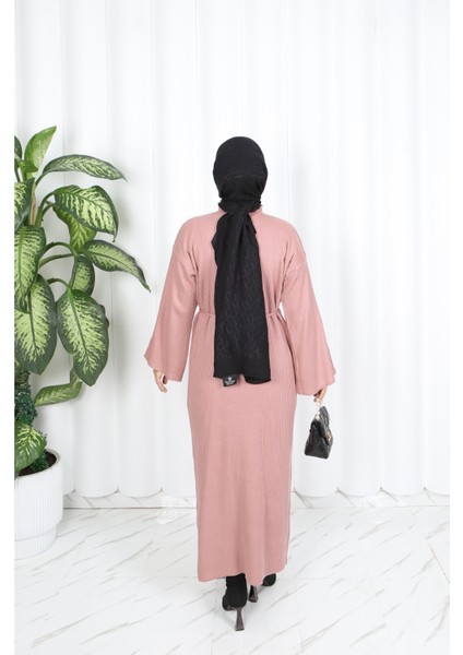 Ispanyol Fitilli Kemerli Triko Elbise