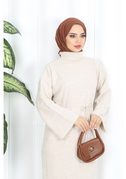 Ispanyol Kol Bağcıklı Triko Elbise