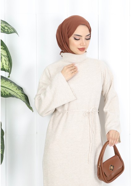 Ispanyol Kol Bağcıklı Triko Elbise