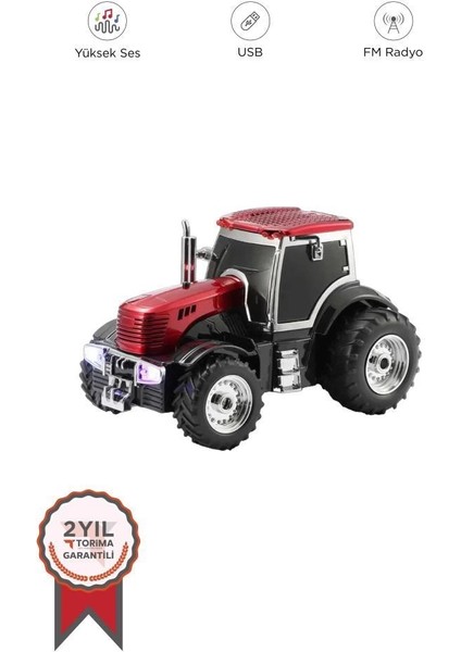 D42 Kırmızı Traktör Tasarım Usb/fm Radyo Hoparlör Speaker