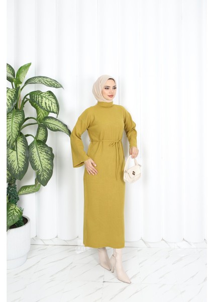 Ispanyol Fitilli Kemerli Triko Elbise modelleri