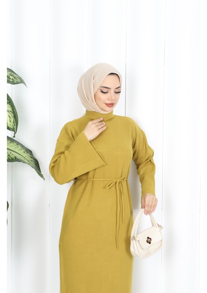 Ispanyol Fitilli Kemerli Triko Elbise indirimleri