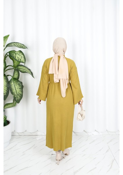 Ispanyol Fitilli Kemerli Triko Elbise