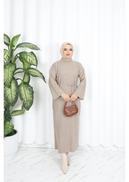 Ispanyol Fitilli Kemerli Triko Elbise modelleri