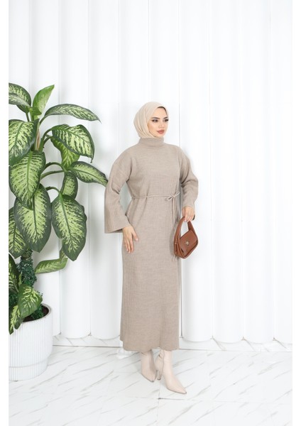 Ispanyol Fitilli Kemerli Triko Elbise fırsatları