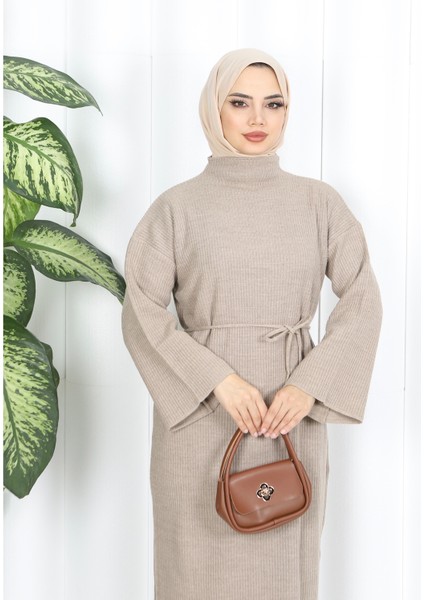 Ispanyol Fitilli Kemerli Triko Elbise indirimleri