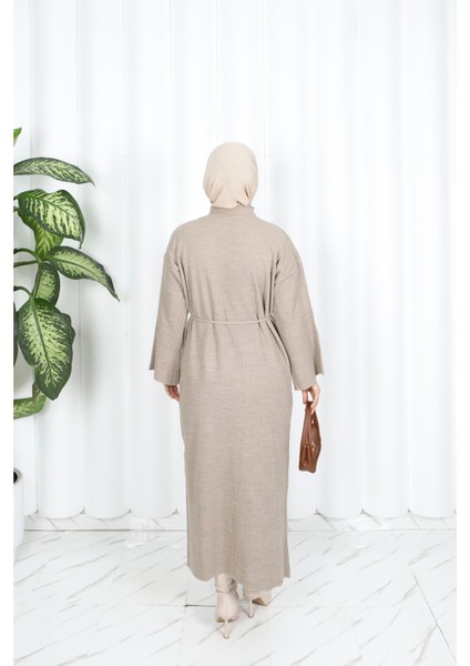 Ispanyol Fitilli Kemerli Triko Elbise