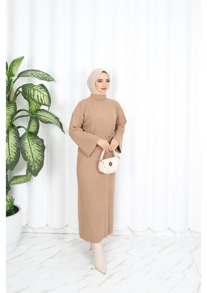 Ispanyol Fitilli Kemerli Triko Elbise fiyatları