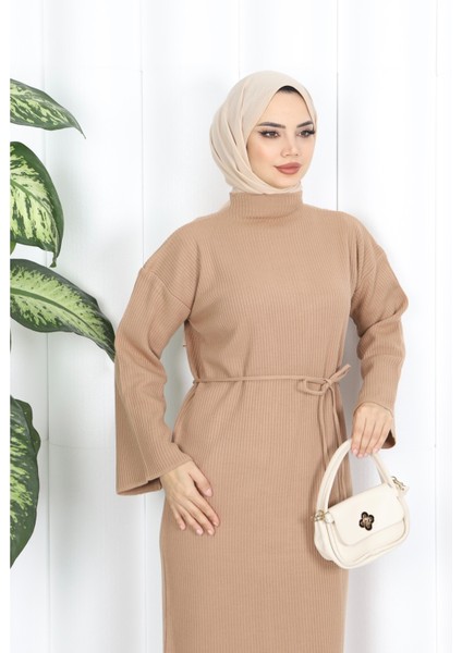 Ispanyol Fitilli Kemerli Triko Elbise modelleri