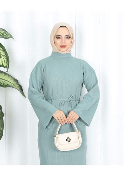 Ispanyol Fitilli Kemerli Triko Elbise fırsatları