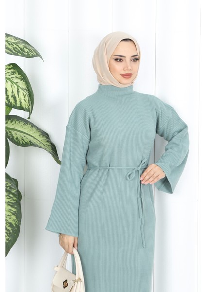 Ispanyol Fitilli Kemerli Triko Elbise indirimleri