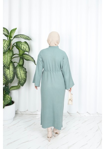 Ispanyol Fitilli Kemerli Triko Elbise