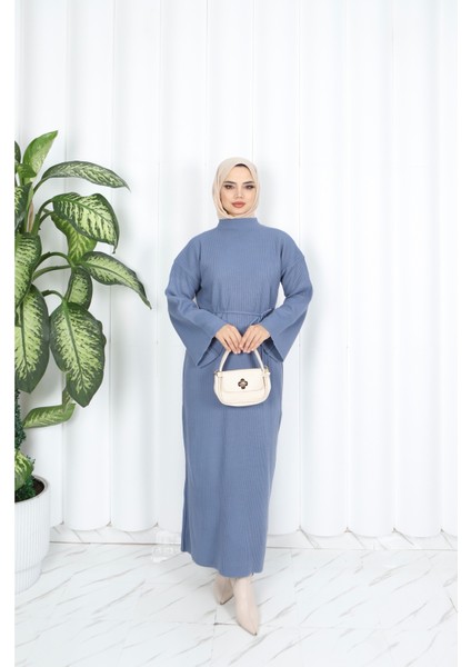 Ispanyol Fitilli Kemerli Triko Elbise fiyatları