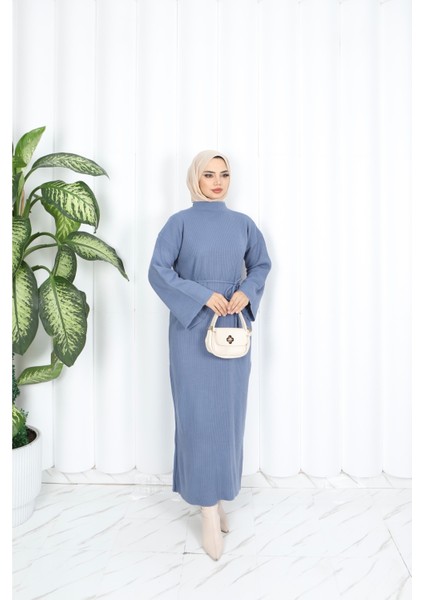 Ispanyol Fitilli Kemerli Triko Elbise modelleri