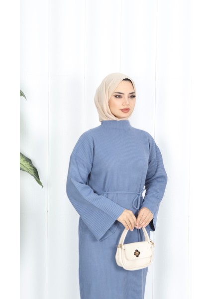 Ispanyol Fitilli Kemerli Triko Elbise fırsatları