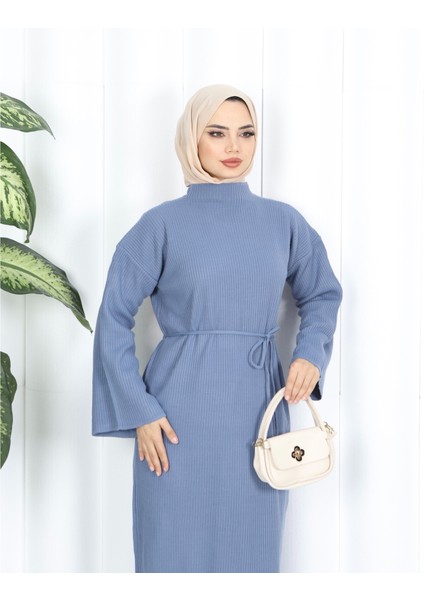 Ispanyol Fitilli Kemerli Triko Elbise indirimleri