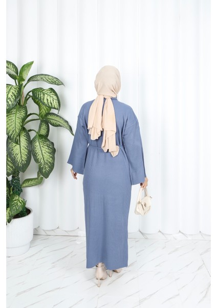 Ispanyol Fitilli Kemerli Triko Elbise