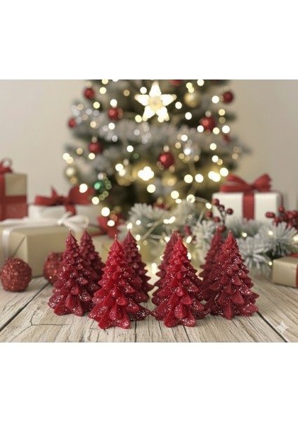 Yılbaşı Temalı 10'lu Çam Ağacı Mum Seti, Sıcak ve Şık Ev Dekoru Hediye Alternatifi fiyatları