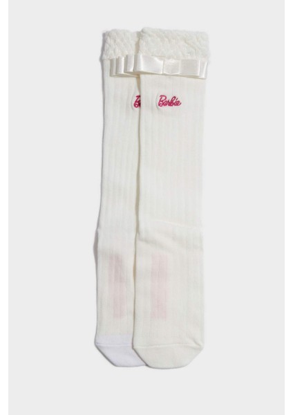 Kız Çocuk Barbie Pamuklu Diz Altı Okul Çorabı F4199A8NS
