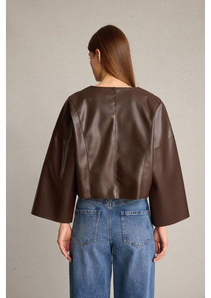 Önden Bağlamalı Suni Deri Ceket G6248AX25WN indirimleri