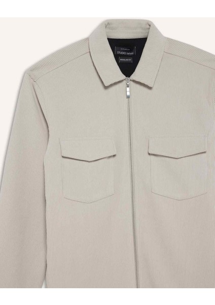 Regular Fit Polo Yaka Fitilli Kadife Gömlek Ceket D3380AX25AU fırsatları