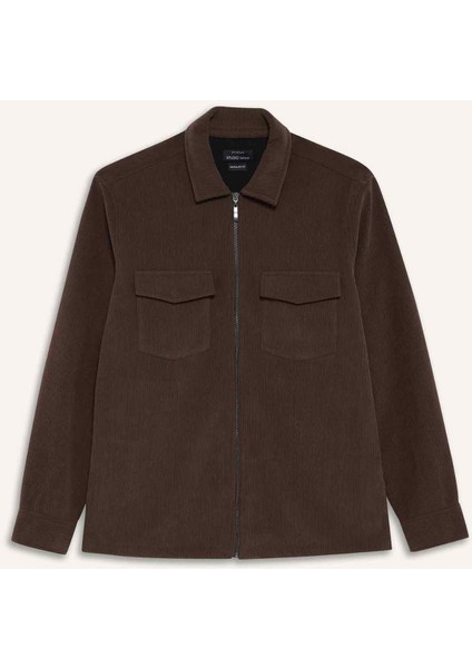 Regular Fit Polo Yaka Fitilli Kadife Gömlek Ceket D3380AX25AU modelleri