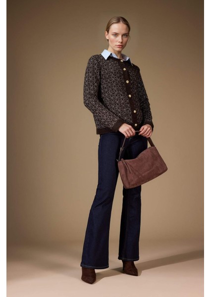 Regular Fit Bisiklet Yaka Düğmeli Triko Hırka D7671AX25WN fiyatları