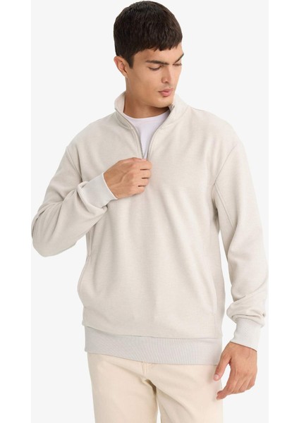Regular Fit Yarım Fermuarlı Sweatshirt E9629AX25AU fırsatları