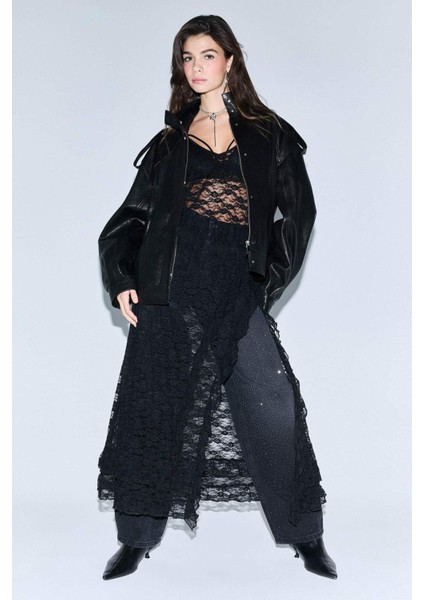 Baggy Fit Yüksek Bel Uzun Jean Yıkamalı Pantolon G1737AX25WN