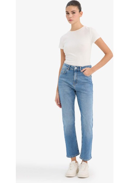 Mary Vintage Straight Fit Yüksek Bel Bilek Boy Jean Yıkamalı Pantolon F3094AX25WN