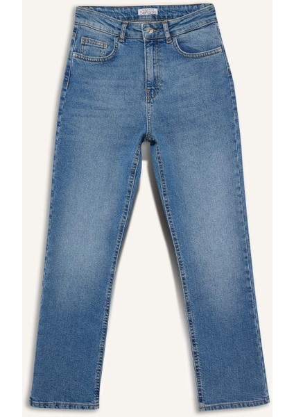 Mary Vintage Straight Fit Yüksek Bel Bilek Boy Jean Yıkamalı Pantolon F3094AX25WN