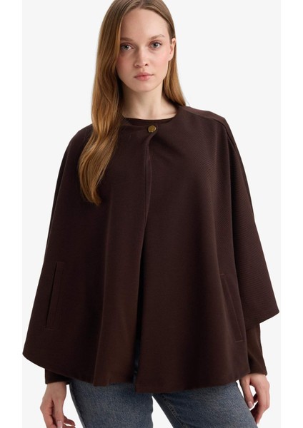 Regular Fit Bisiklet Yaka Cepli Pelerin Hırka F3686AX25AU