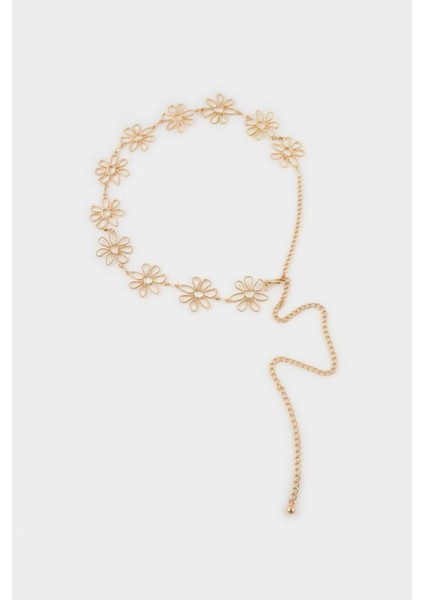 Kadın Gold Çiçek Temalı Metal Zincir Kemer G3684AXNS fiyatları