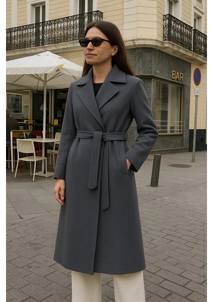 Kadın Comfort Kruvaze Trend Füme Uzun Kaşe Kaban fiyatları