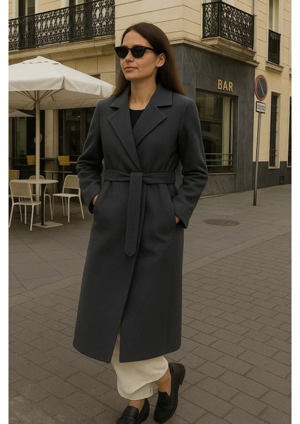 Kadın Comfort Kruvaze Trend Füme Uzun Kaşe Kaban fırsatları