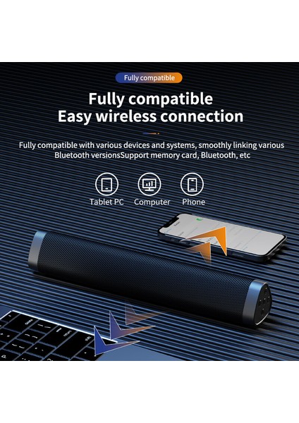 Ultra Bass Soundbar Hoparlör Ipad macbook Için Şarjlı Kablosuz Hoparlör Ses Bombası